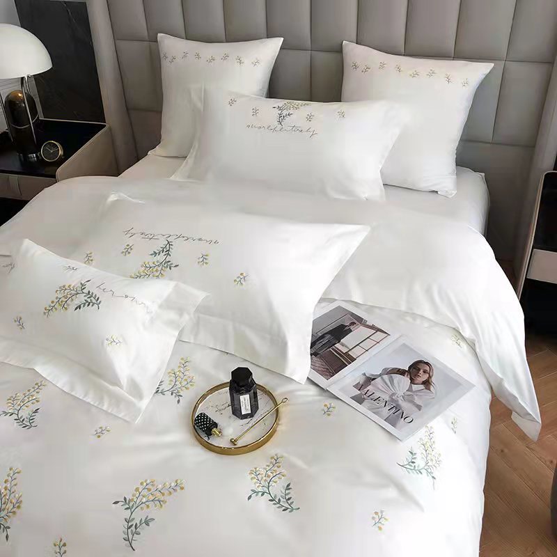 Drap Giường Lụa 80s Bộ Chăn Ga Gối Đệm 5 Món Chăn Chần Bông Lụa Nhà Hin Home Bedding