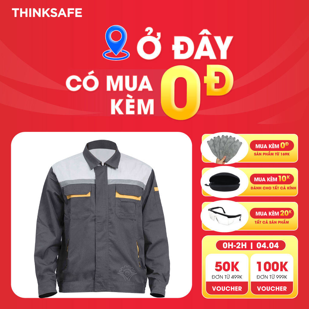 Quần áo bảo hộ lao động Thinksafe áo lao động kỹ sư công nhân có túi hộp thoải mái thoáng mát thấm hút mồ hôi PR04