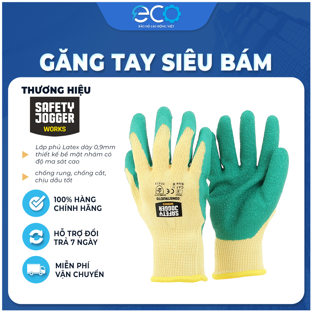 Găng tay bảo hộ Jogger Constructor phủ cao su Pu siêu bám, chắc tay, ôm tay
