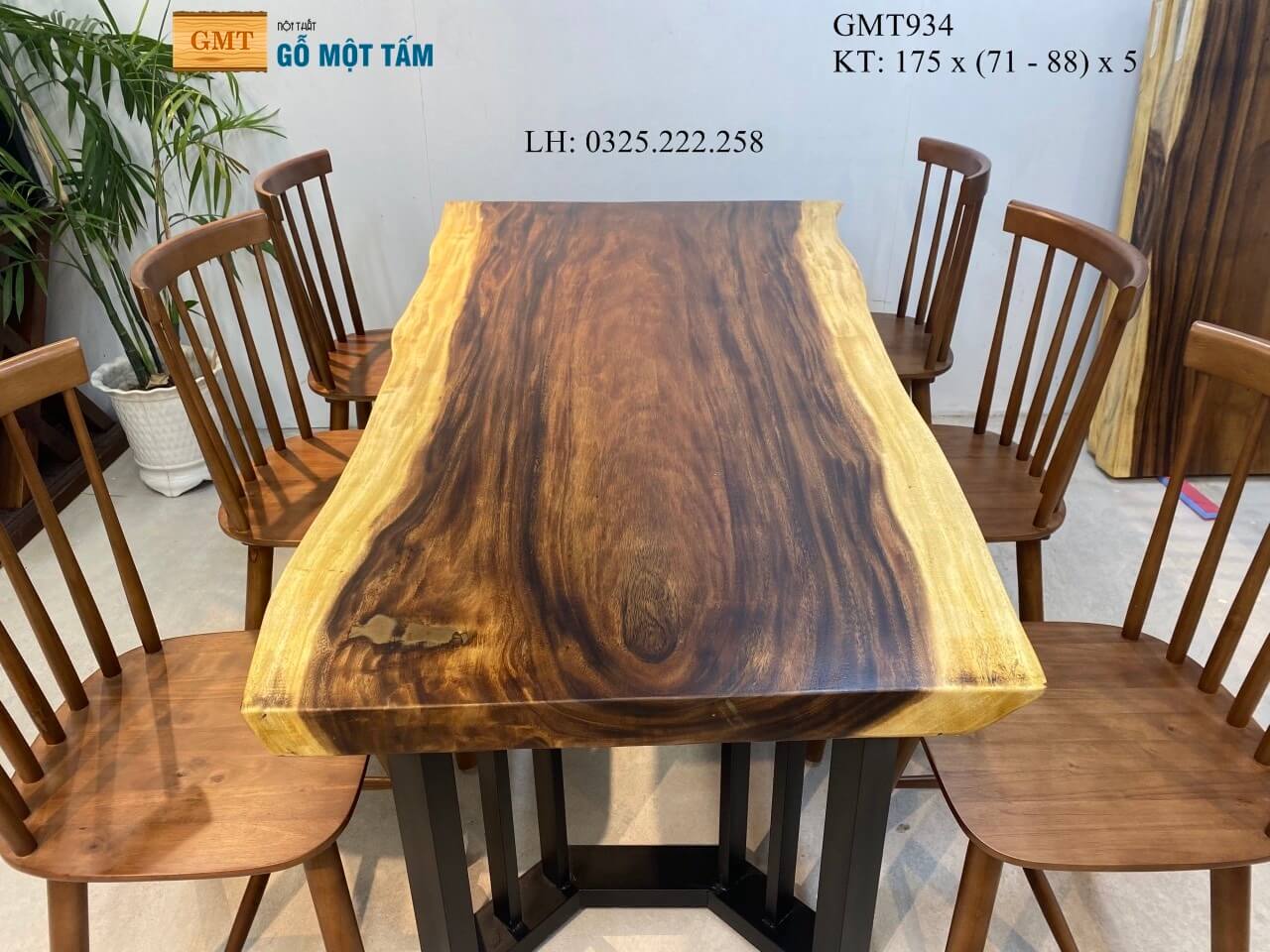Bàn Gỗ Me Tây Nguyên Tấm, Bàn Làm Việc Gỗ Me Tây, Bàn Ăn Gỗ Me Tây Dài 1,75m Rộng 88cm Dày 5cm