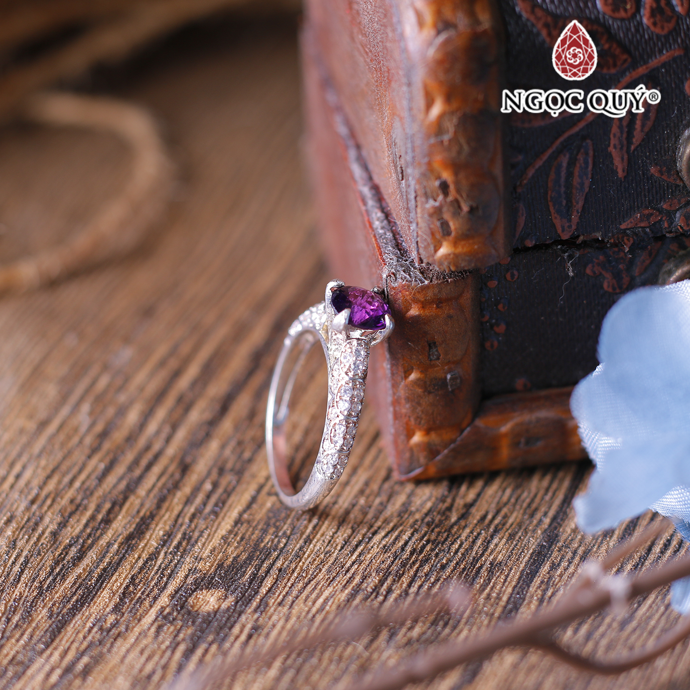 Nhẫn bạc nữ đá thạch anh tím đường kính 17 mm mệnh hỏa. thổ - Ngọc Quý Gemstones