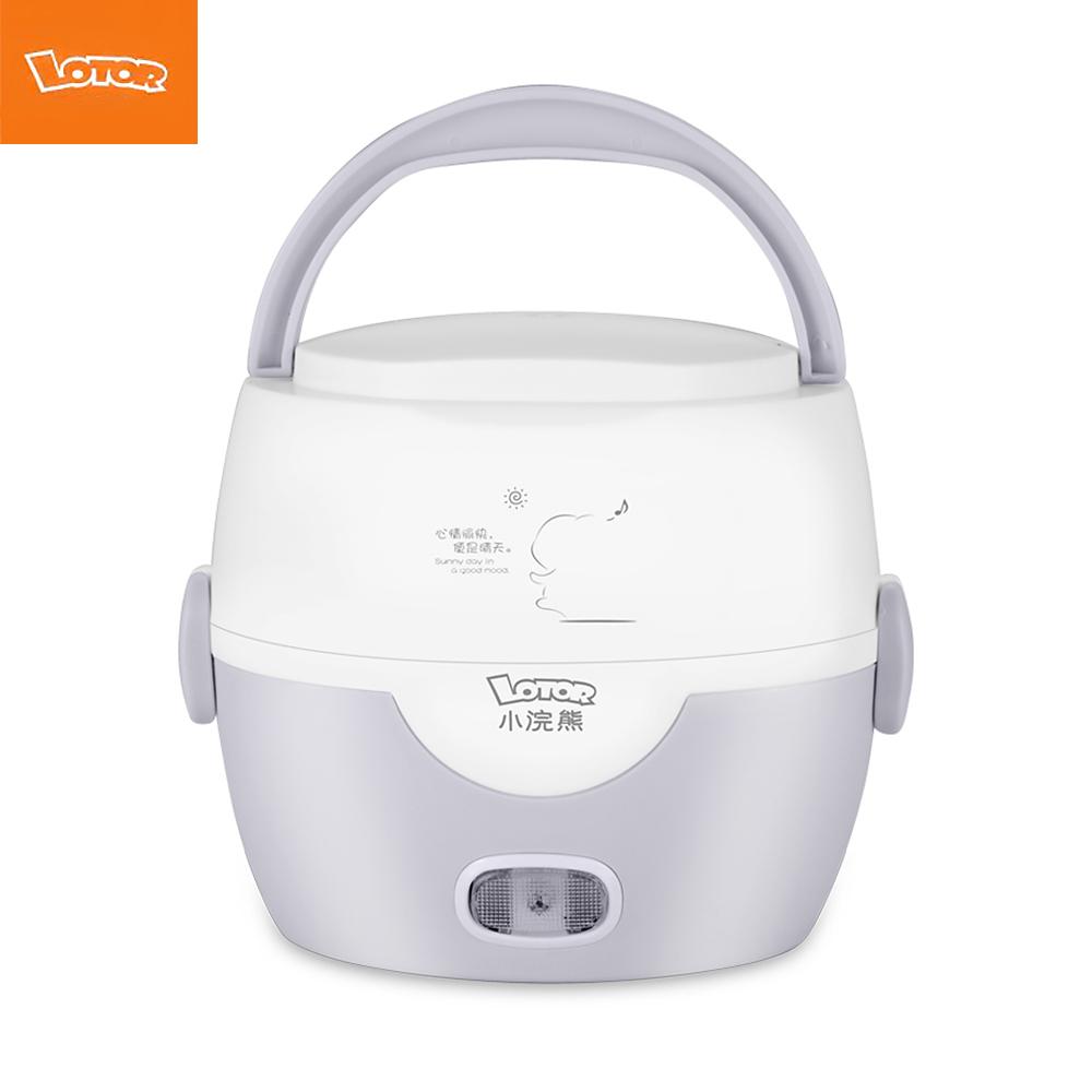 LOTOR Electric Lunch Box Food Heater with Stainless Steel Pot 1.3L Steamer Portable Mini Rice Cooker Multi-function