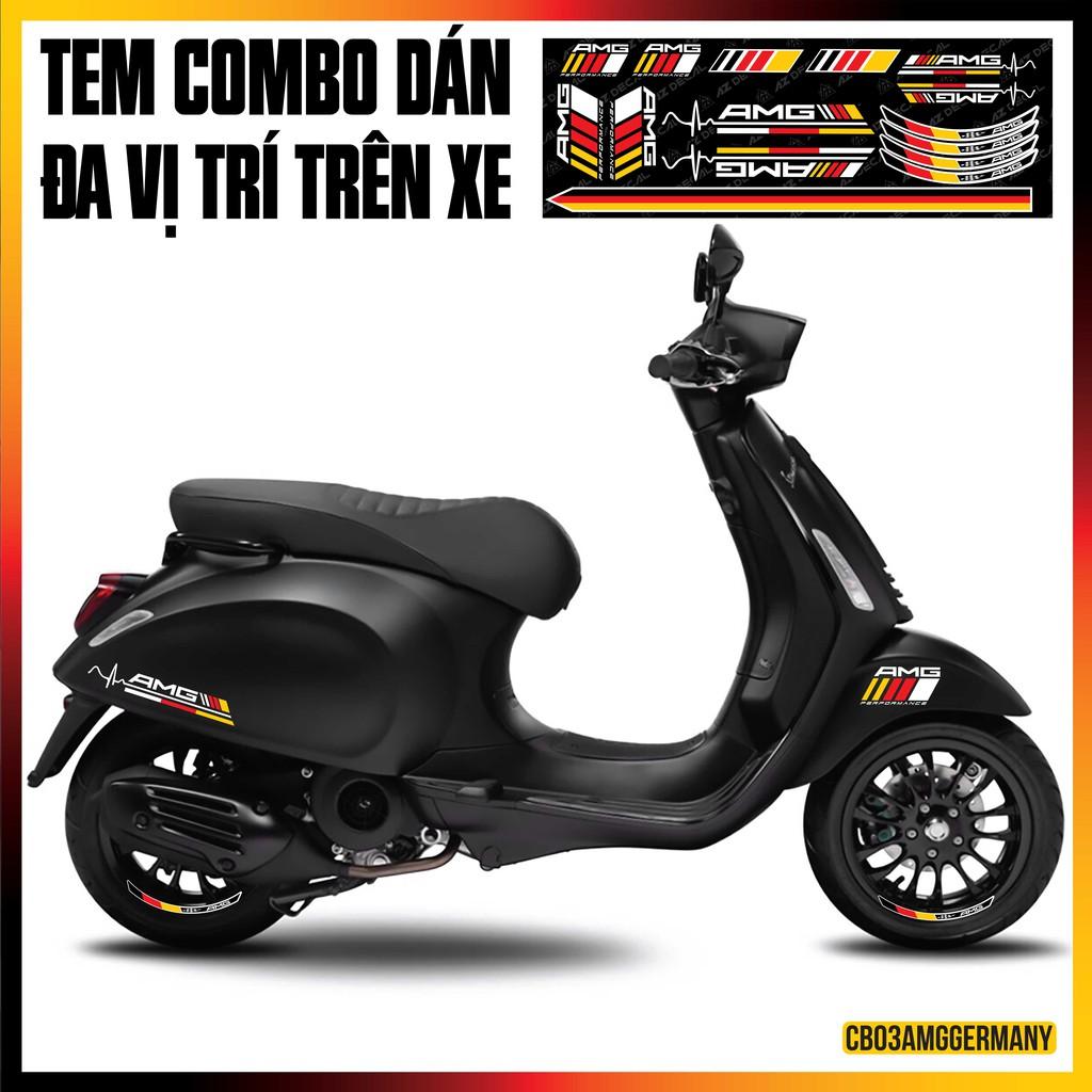 Tem Xe AMG GERMANY Trang Trí Xe Máy, Xe Điện | CB03AMGGERMANY | Decal PVC Dán Đa Vị Trí - In Trong