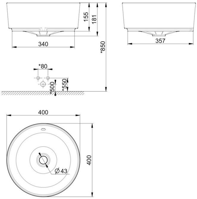 Chậu lavabo đặt bàn American Standard Acacia E    0509-WT (chậu chưa bao gồm vòi nước và bộ xả)