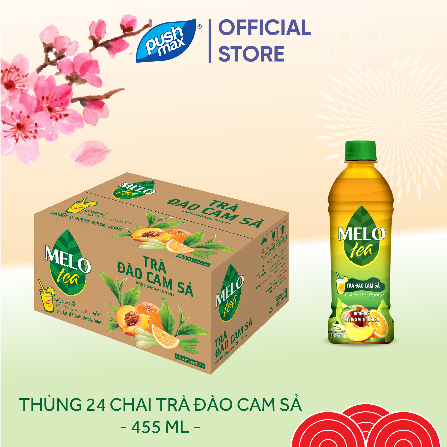 Thùng 24 Chai Trà Đào Cam Sả Melo Tea