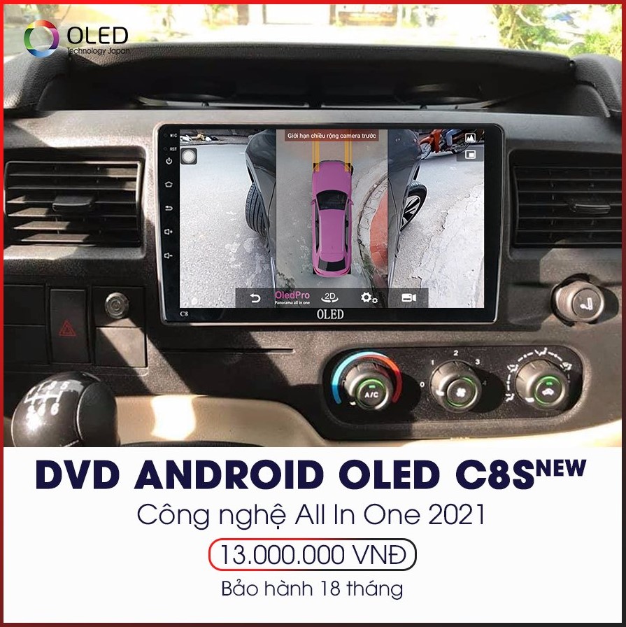 Màn Hình Android OLED C8S 9" 10" Liền Camera 360 Độ Toàn Cảnh Cho Xe Ô Tô - Màn Hình Ô Tô Ram 3G, Rom 32G, Chip8x