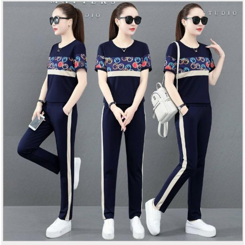 Sét đồ bộ nữ thời trang phối 3D họa tiết độc đáo cao cấp