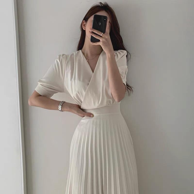 VÁY SƠ MI DẬP LY CỔ V CAO CẤP SIZE A