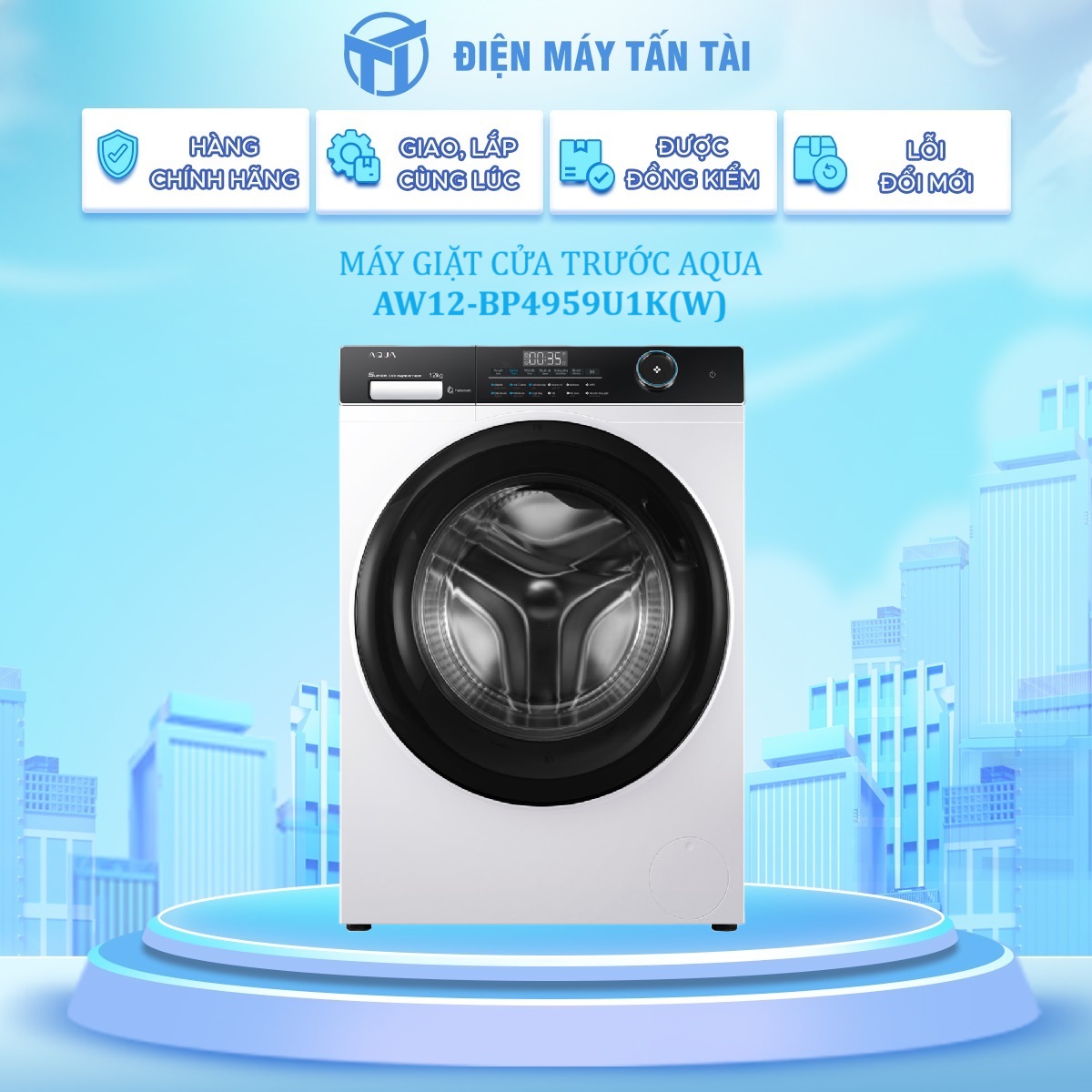 AW12-BP4959U1K(W) - MÁY GIẶT CỬA TRƯỚC AQUA AW12-BP4959U1K(W) - Hàng chính hãng