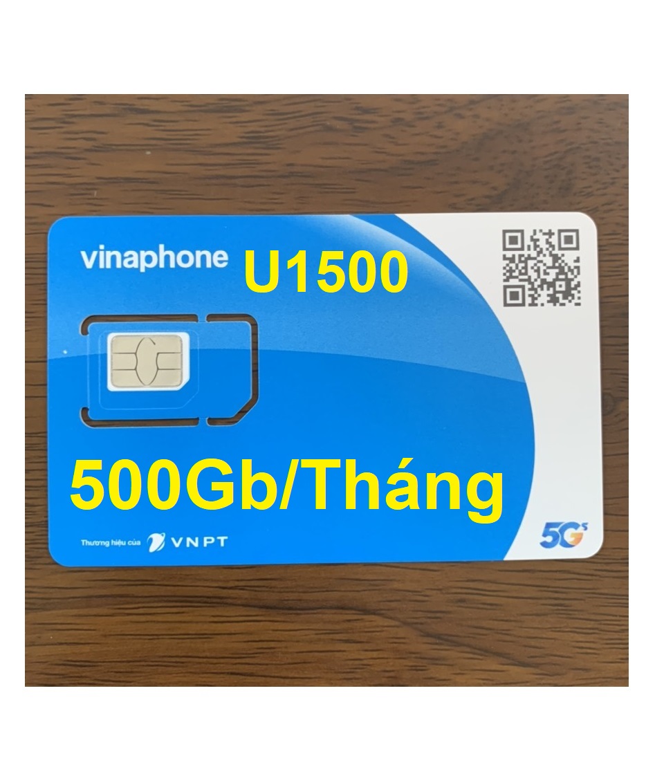 SIM 4G VINAPHONE 500GB/THÁNG - U1500 KHÔNG GIỚI HẠN DATA ( CÓ 500Gb/tháng tốc độ 4G, hết vẫn tiếp tục dùng KHÔNG GIỚI HẠN DUNG LƯỢNG với tốc độ cao 5Mbps) - Hàng chính hãng