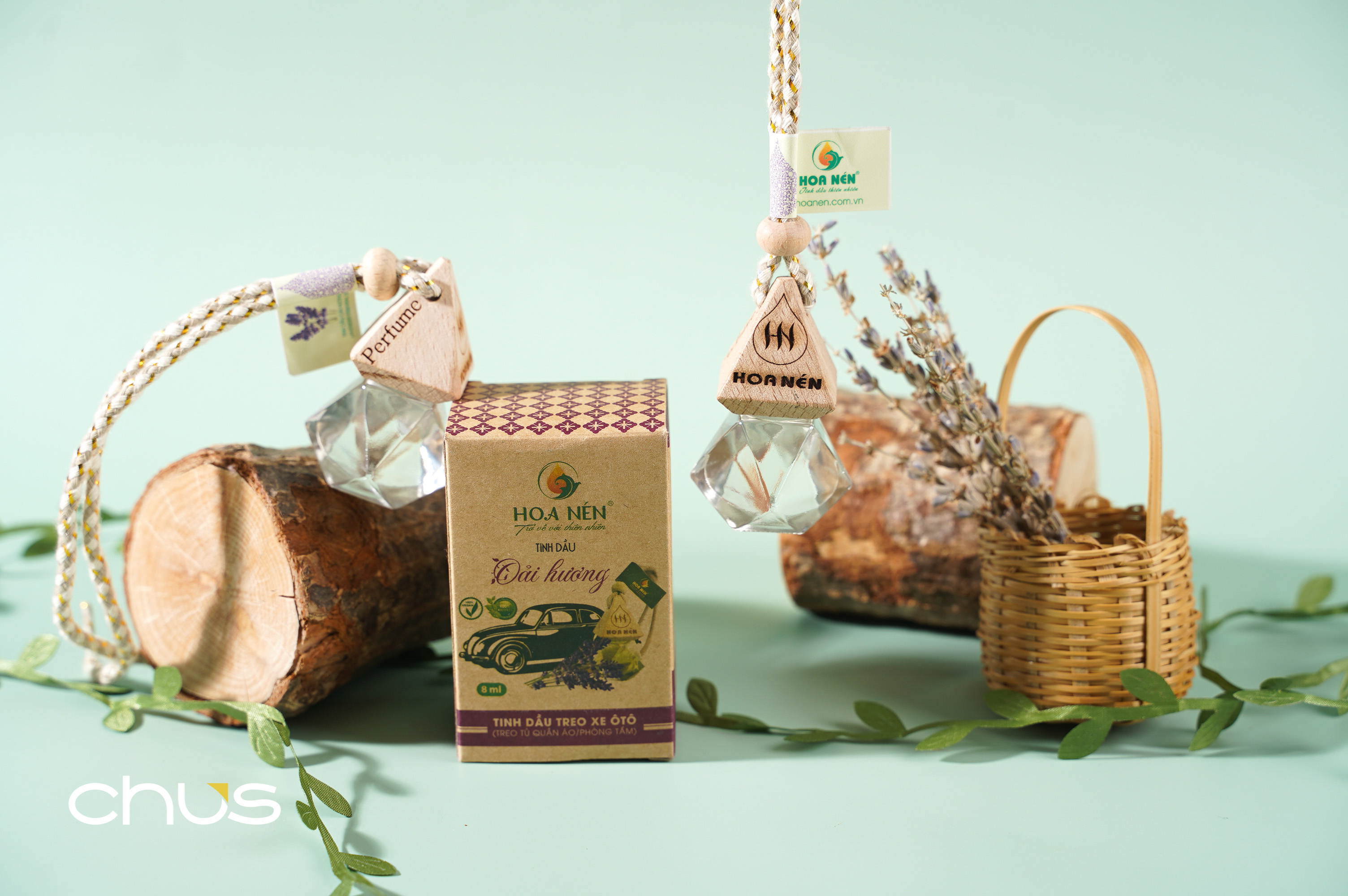 Tinh dầu treo Oải hương nguyên chất 8ml - Hoa Nén - Vegan - Thư giãn, làm thơm, chống say xe