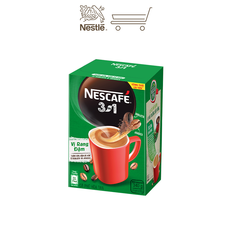 [THÁNG 8_TẶNG BỘ 3 TỐ THỦY TINH] Combo 3 hộp cà phê hòa tan Nescafé 3in1 vị rang đậm - công thức cải tiến (Hộp 20 gói)