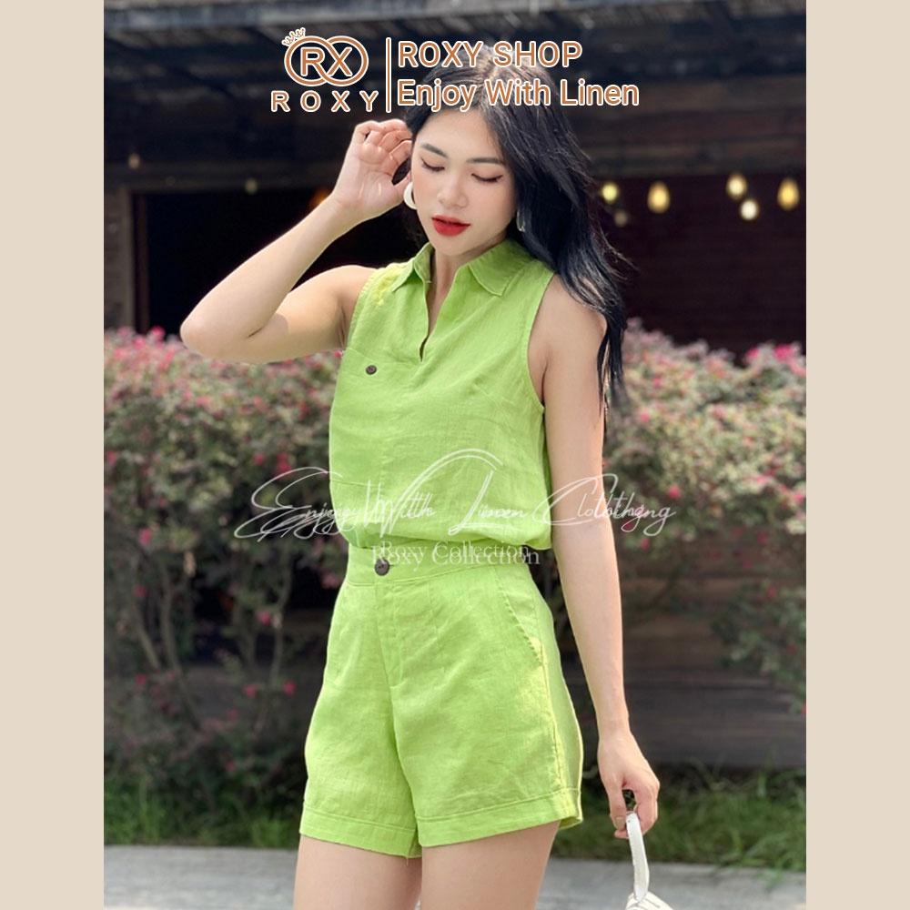 Bộ Linen Áo Cổ Sơ Mi Sang Chảnh, Kết Hợp Quần Short 1
