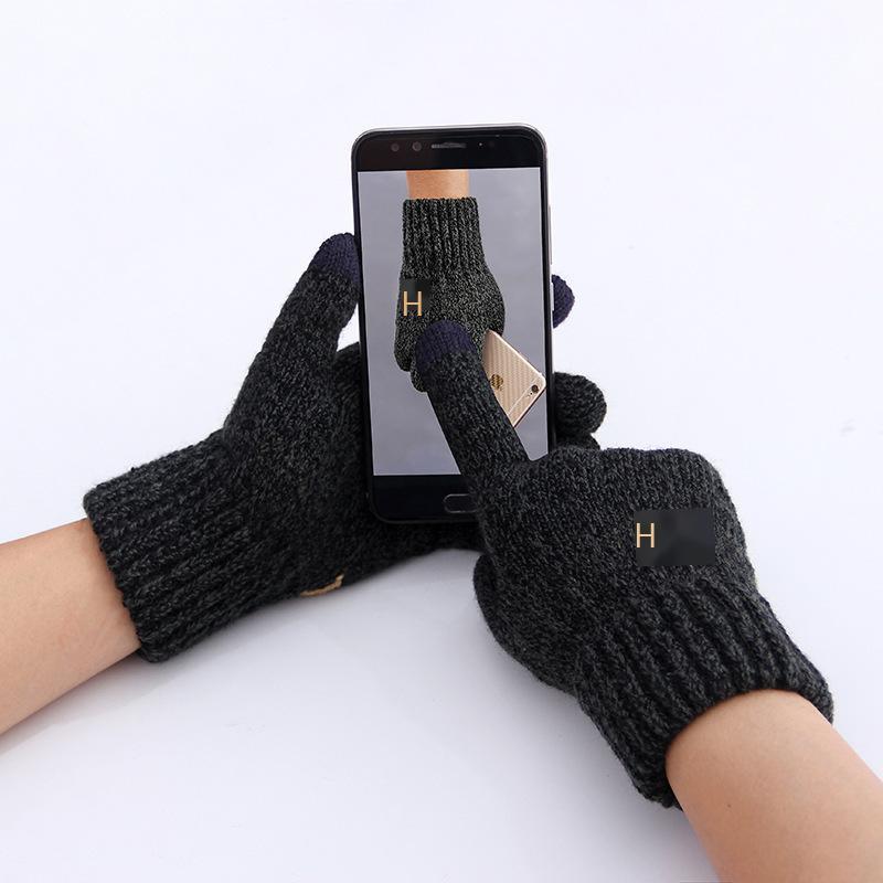 Phong Cách Mới Nhất Găng Tay Nam Mùa Đông Màn Hình Cảm Ứng Dày Ấm Kéo Lông Tơ Đan Chơi Trò Chơi Di Động Học Văn Phòng H găng Tay