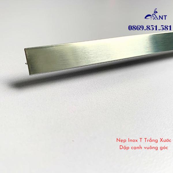 Nẹp Inox T25 Trắng Xước, Nẹp trang trí, nẹp bảo vệ, nẹp inox T25 bào chấn vuông cạnh, dày 0.8, thanh dài 2m44