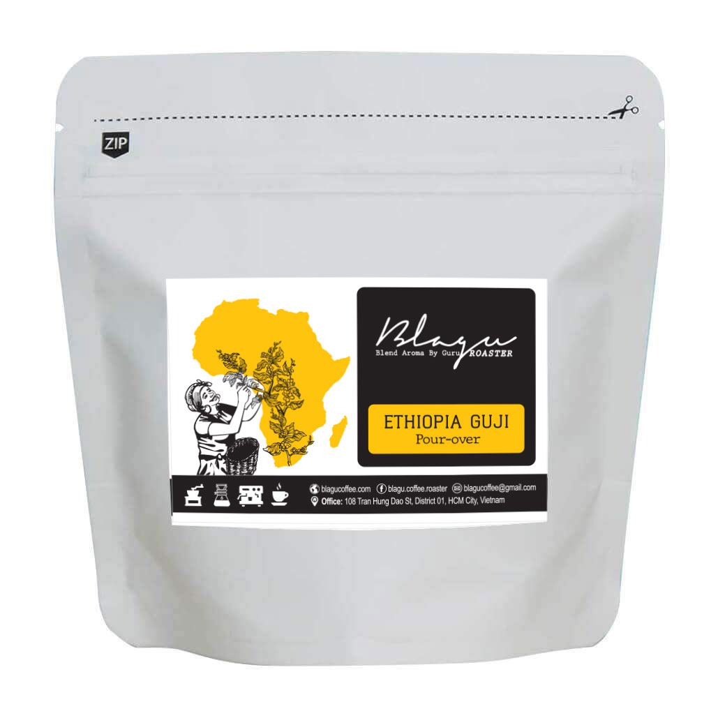 Cà phê Blagu hạt đã rang, Ethiopia Sidamo Guji Bensa, light- medium roast, 100g - cà phê có hương vị trái cây