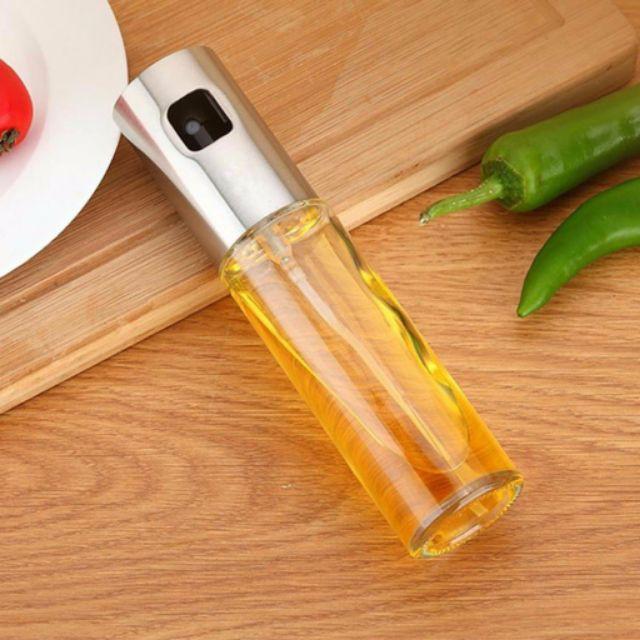 Bình Xịt Dầu Ăn Thủy Tinh Dạng Phun Sương Dung Tích 100ml Dùng Cho Nồi Chiên, Salad, Nướng