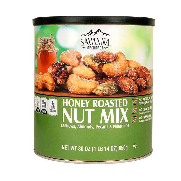 Hạt hỗn hợp tẩm mật ong Savanna Gourmet Honey Roasted Nut Mix 850g nhập Mỹ - Mẫu mới