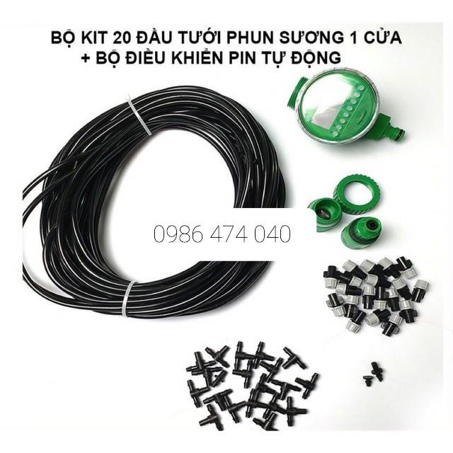 Bộ kit 20 béc phun sương xám tưới cây tự động kèm đầy đủ phụ kiện