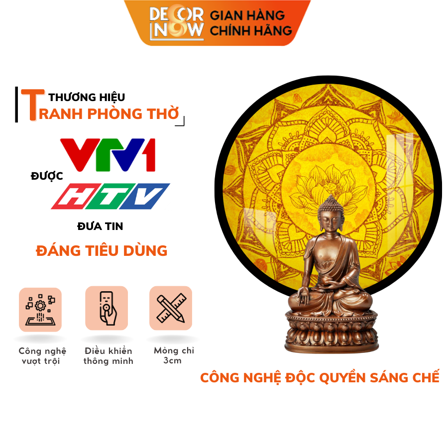 Đèn Hào Quang Phật In Tranh Trúc Chỉ DECORNOW 30,40 cm, Trang Trí Ban Thờ, Hào Quang Trúc Chỉ MANDALA DCN-TC7