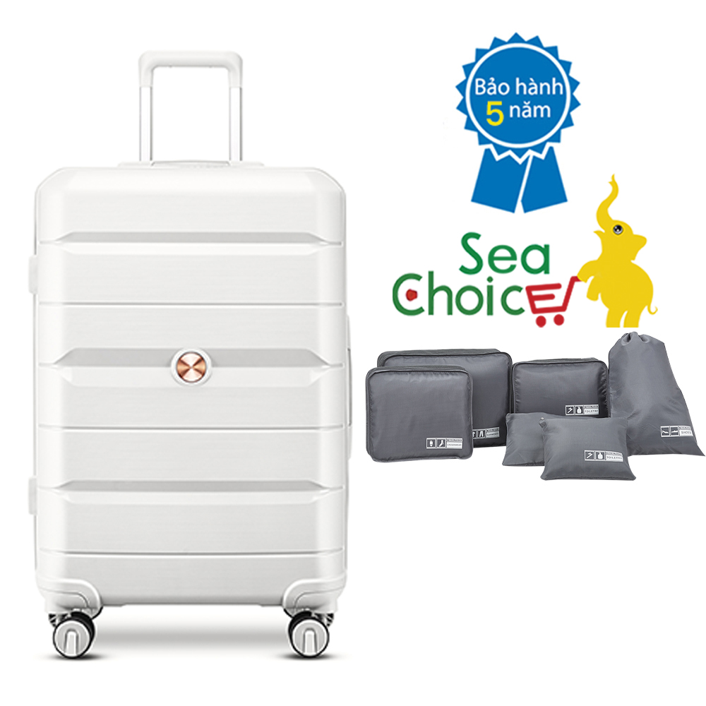 Vali du lịch Sea Choice chất liệu nhựa PP khóa TSA Dây kéo YKK Chống rơi bền đẹp nhiều Size 14+20/24/28'' - Bảo hành 5 năm