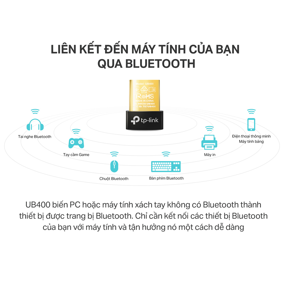 Hình ảnh Bộ Thu Phát Bluetooth TP-Link UB400 USB Nano Bluetooth 4.0 - Hàng Chính Hãng