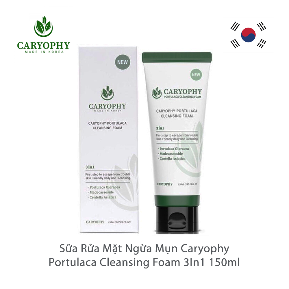 Sữa rửa mặt làm giảm mụn và ngăn ngừa mụn Caryophy Portulaca Foam Cleanser 150ml