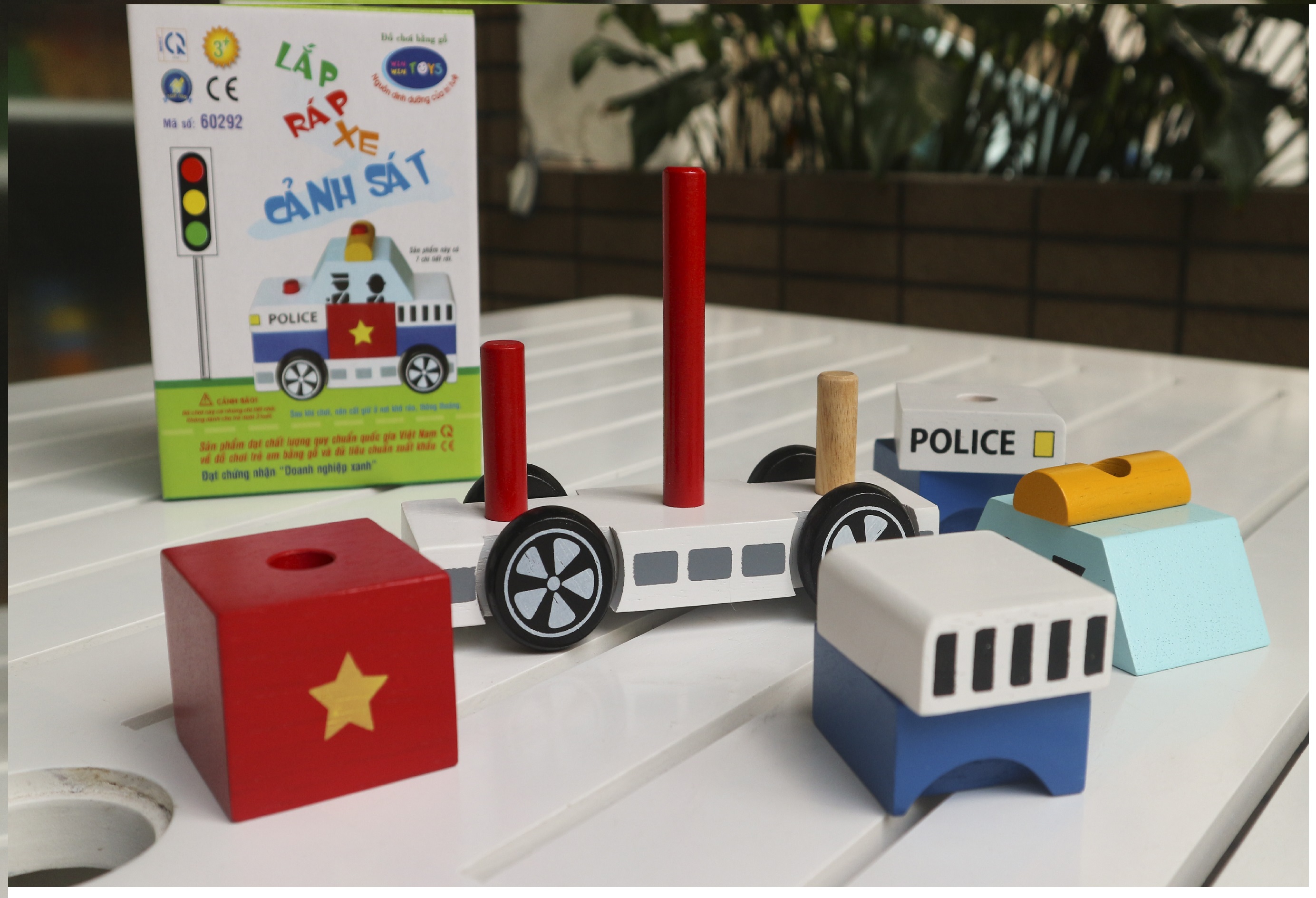 Đồ chơi mô hình xe ô tô, Lắp ráp xe cảnh sát - Đồ chơi gỗ Winwintoys