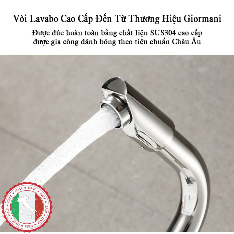 Vòi Lavabo nóng lạnh SUS304 Bóng - Cao cấp ITALIA