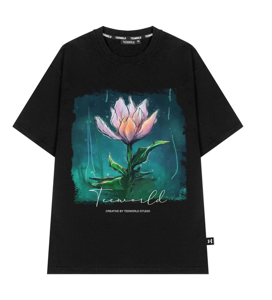 Hình ảnh Áo Thun Local Brand Teeworld Flower T-shirt Trắng Đen Nam Nữ Form Rộng Unisex