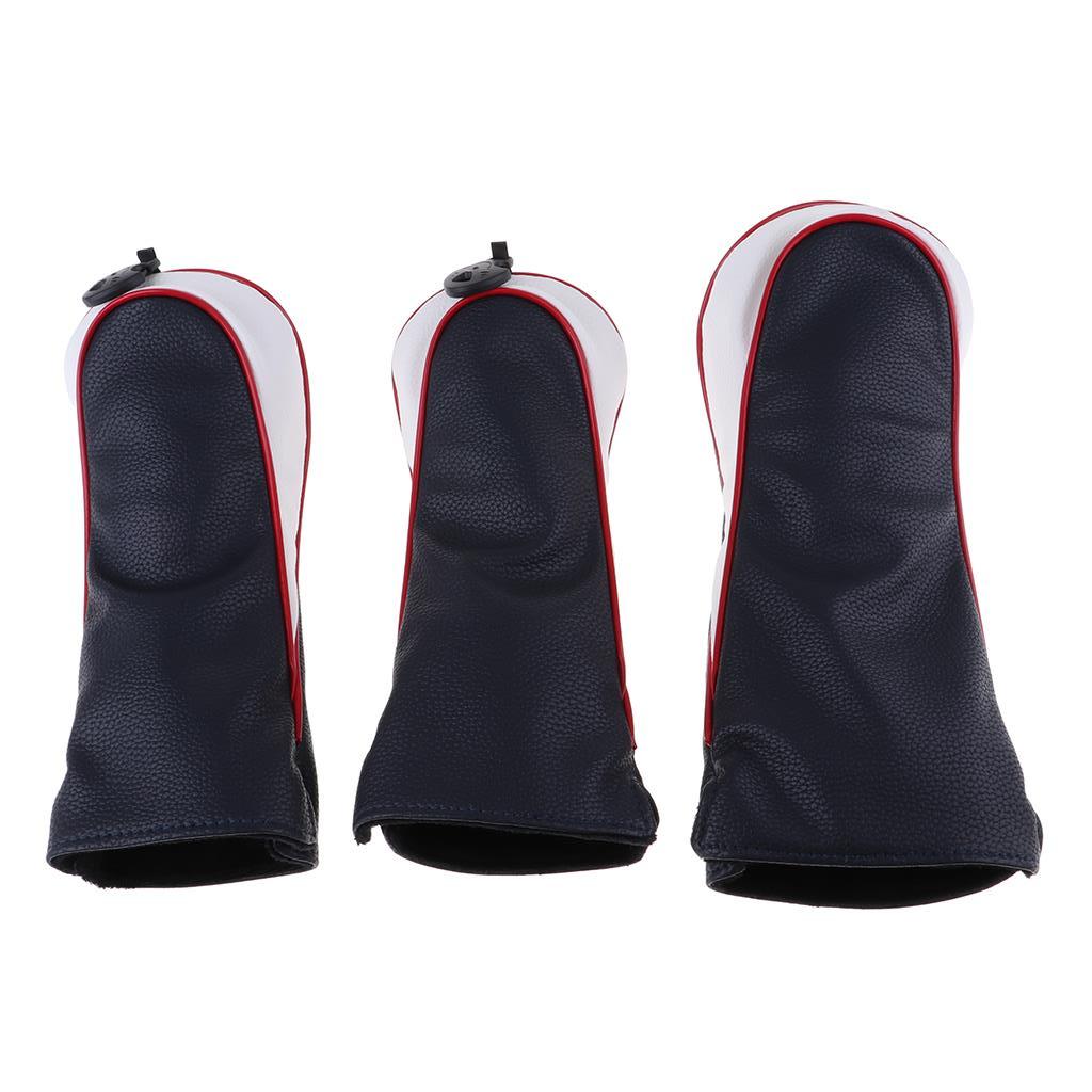 3 Pieces Sports Golf Club Headcover 460cc Driver Wood Head Cover No. 1 3 5