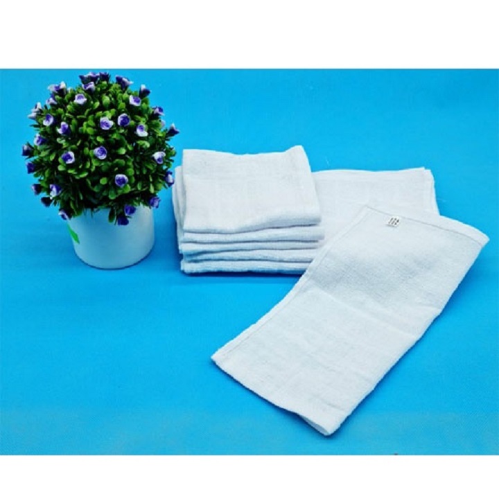 khăn vuông trắng cotton cao cấp dùng lau đa năng, phục vụ nhà hàng