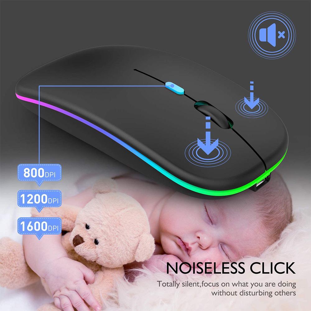 Chuột Bluetooth Không Dây Cho MacBook PC iPad Máy Tính Sạc Kép Chế Độ Bluetooth 4.0 + Chuột USB 3 DPI Có Thể Điều Chỉnh
