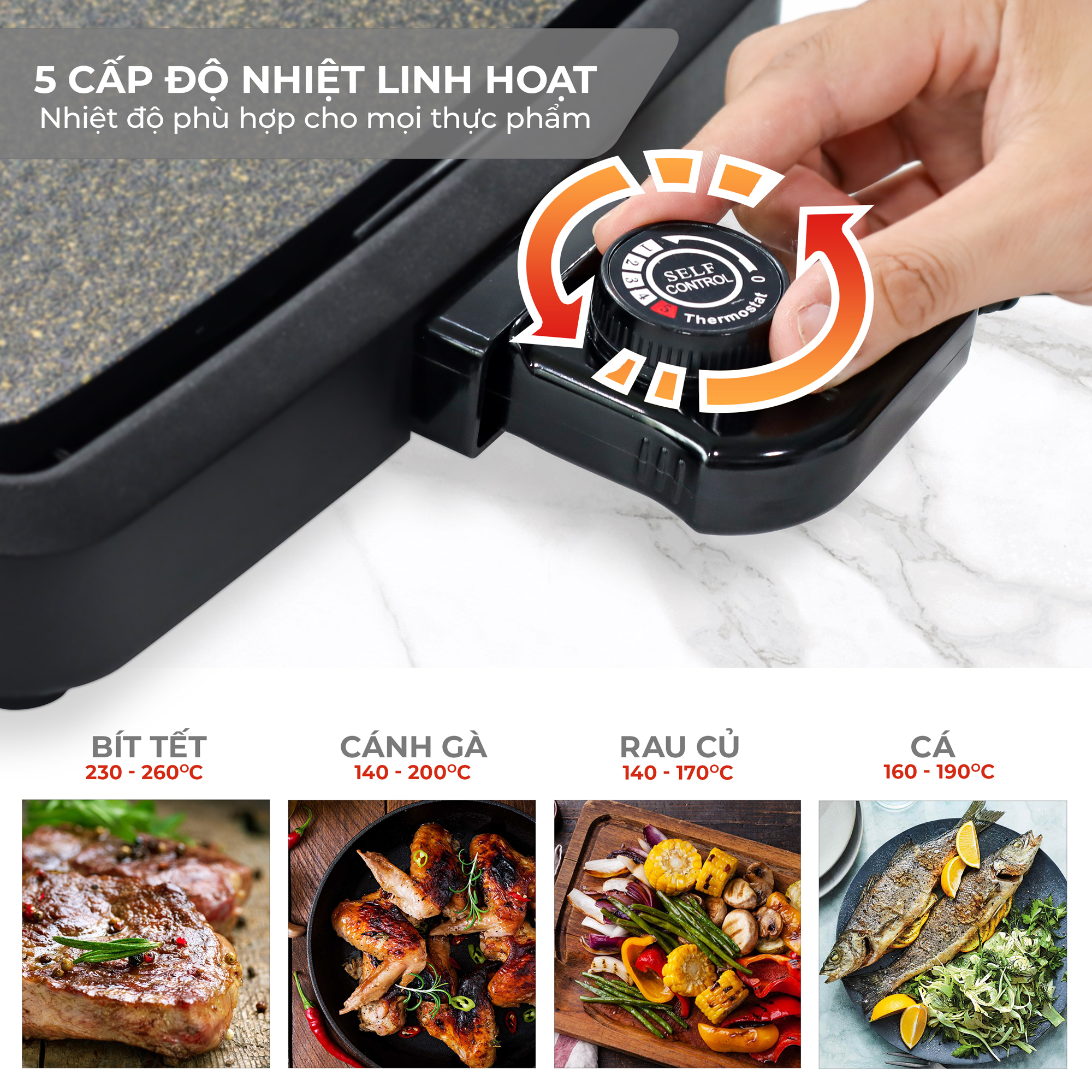 Bếp nướng điện không khói LEBENLANG LBDD5656, công suất 1800W, khay tháo rời tiện nghi vệ sinh - hàng chính hãng