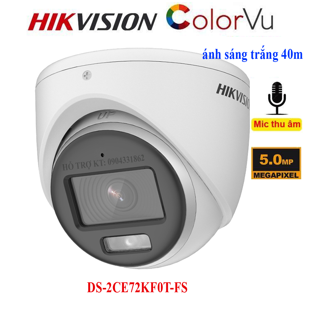 Camera Hikvision 5.0Mp TVI có màu ban đêm Colorvu ,tích hợp Micro ghi âm thanh-Hàng chính hãng