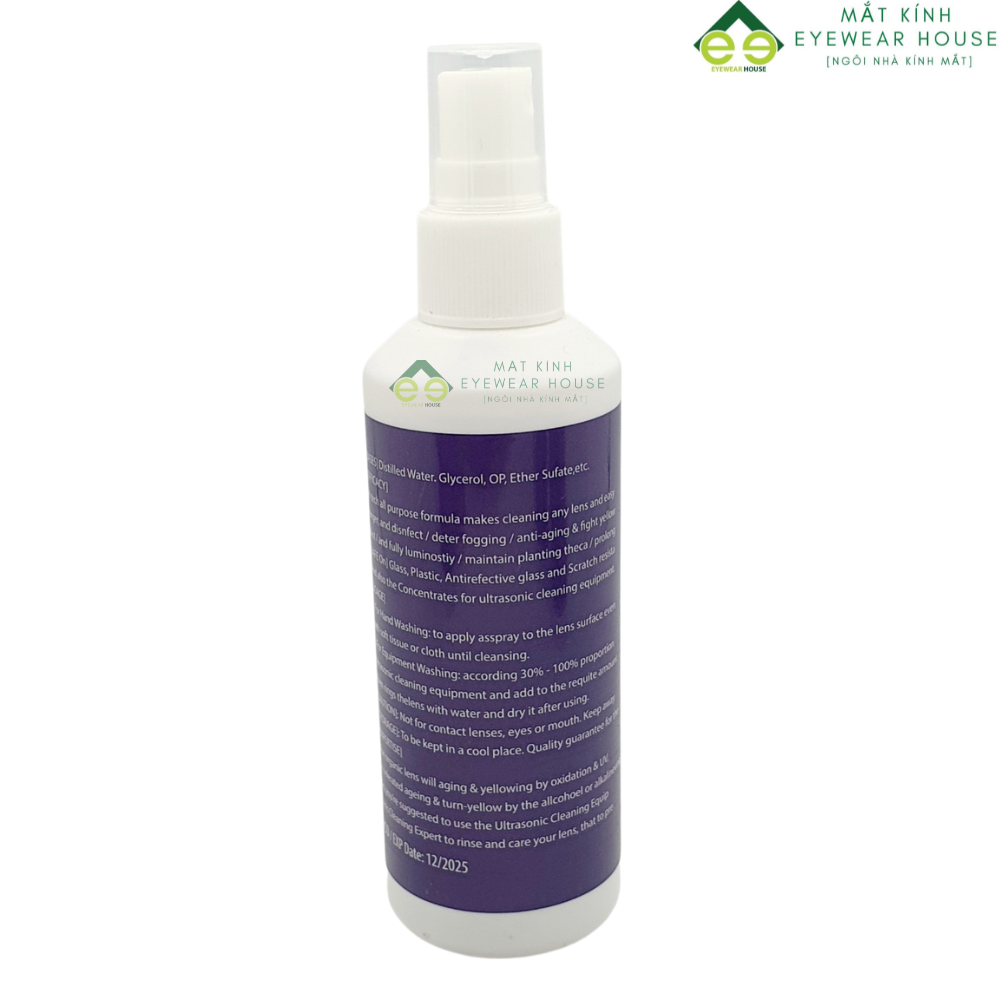 Nước lau rửa kính dạng xịt chuyên dụng cho kính cận/viễn/loạn