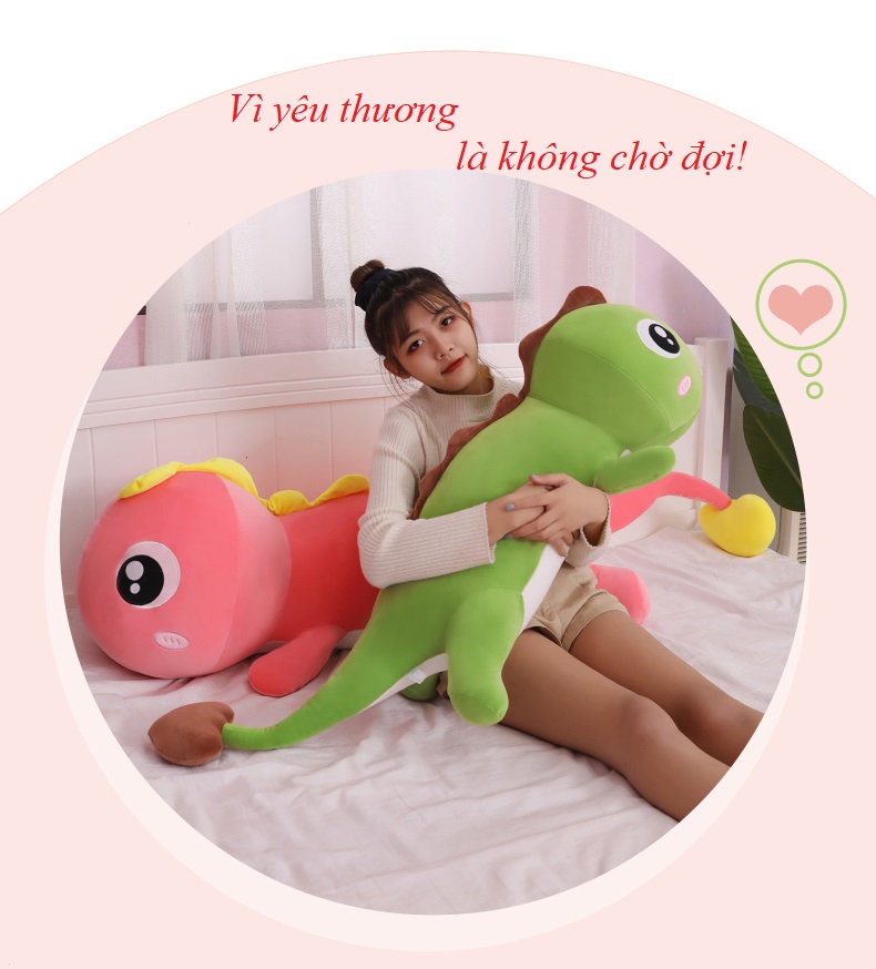 Gấu bông khủng long đuôi tim hàng cao cấp vải nhung co giãn 4 chiều