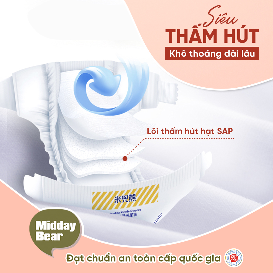 Tã/Bỉm dán Midday Bear size Nb36/S74/M62/L58