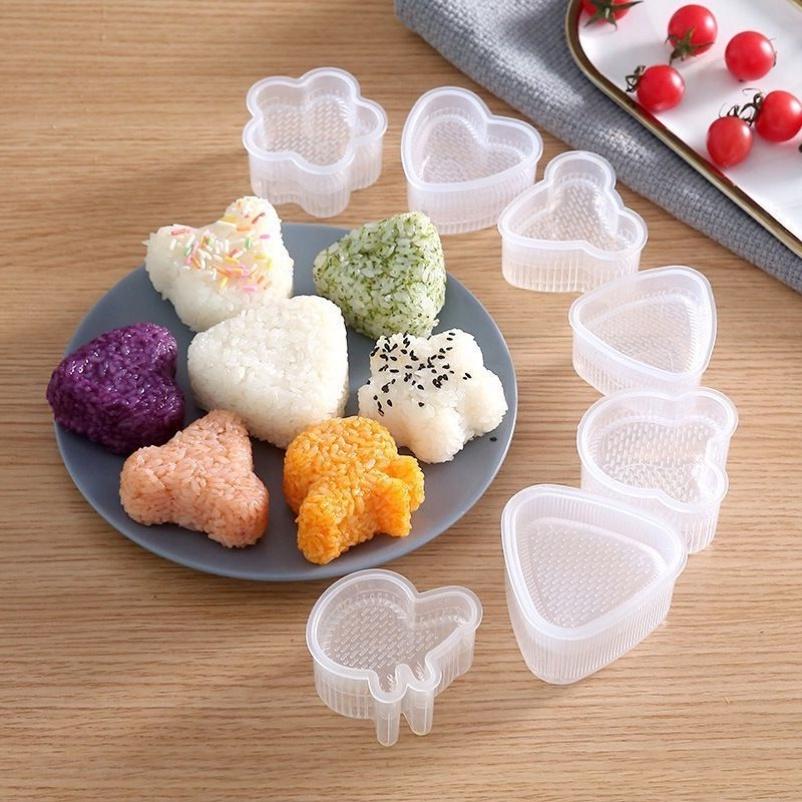 Bộ 7 khuôn ép cơm bento tạo hình dễ thương bằng nhựa trong suốt (KEC07)