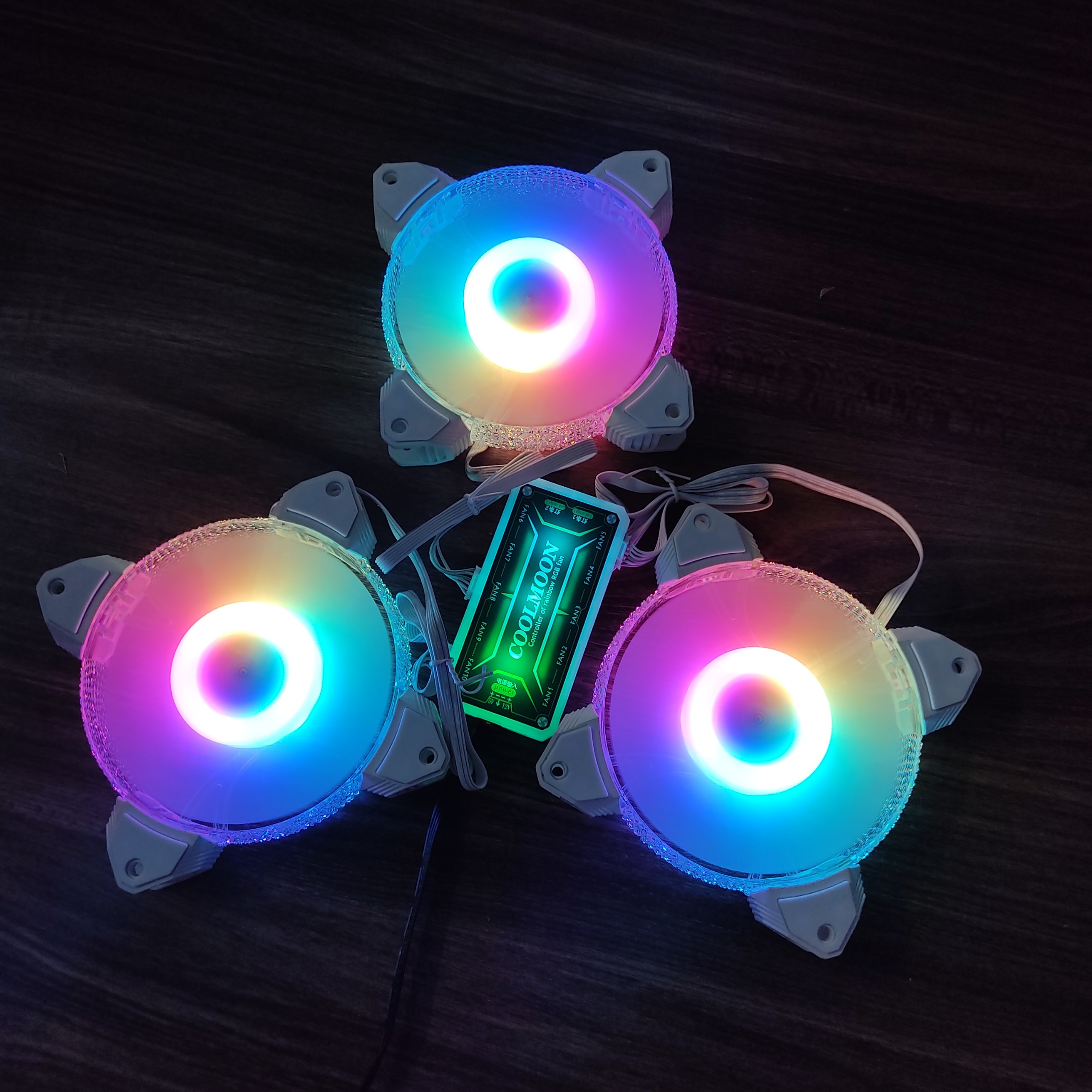 3 quạt tản nhiệt máy tính, Fan Led, Fan case RGB đồng bộ màu Hub, Phiên bản Diamond