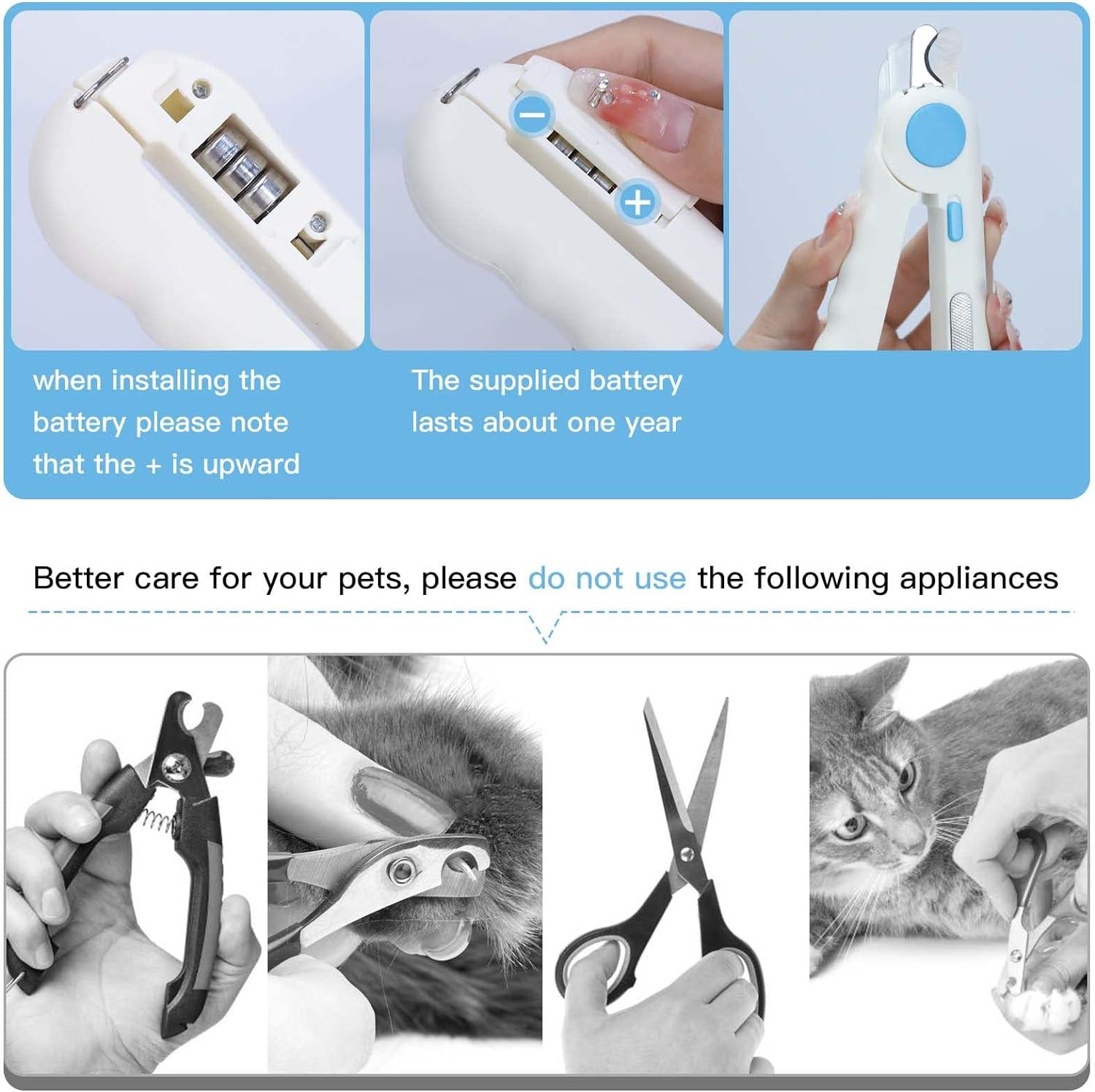 Undercaps với đèn LED cho chó và mèo, kéo móng cho mèo và chó, với các tập tin móng tay và chống nổ,