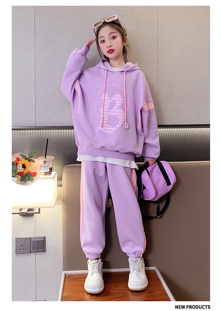 Bộ nỉ cho bé gái sành điệu size đại 5-12 tuổi chữ B nhiều màu nhiều màu chất liệu cao cấp kiểu dáng thời trang