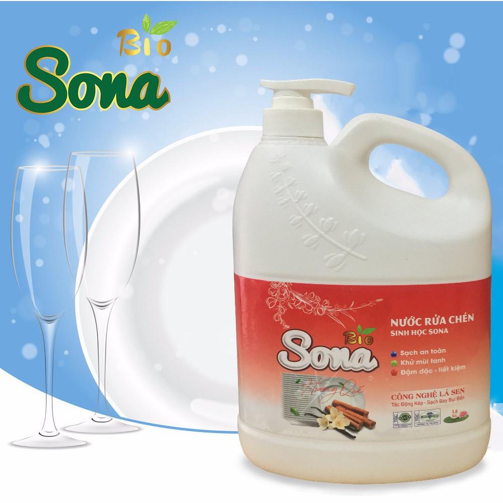 Nước Rửa Chén Hương Quế &amp; Hương Dừa SoNa 1,6kg, Đánh Bay Dầu Mỡ, Thân Thiện Với Môi Trường