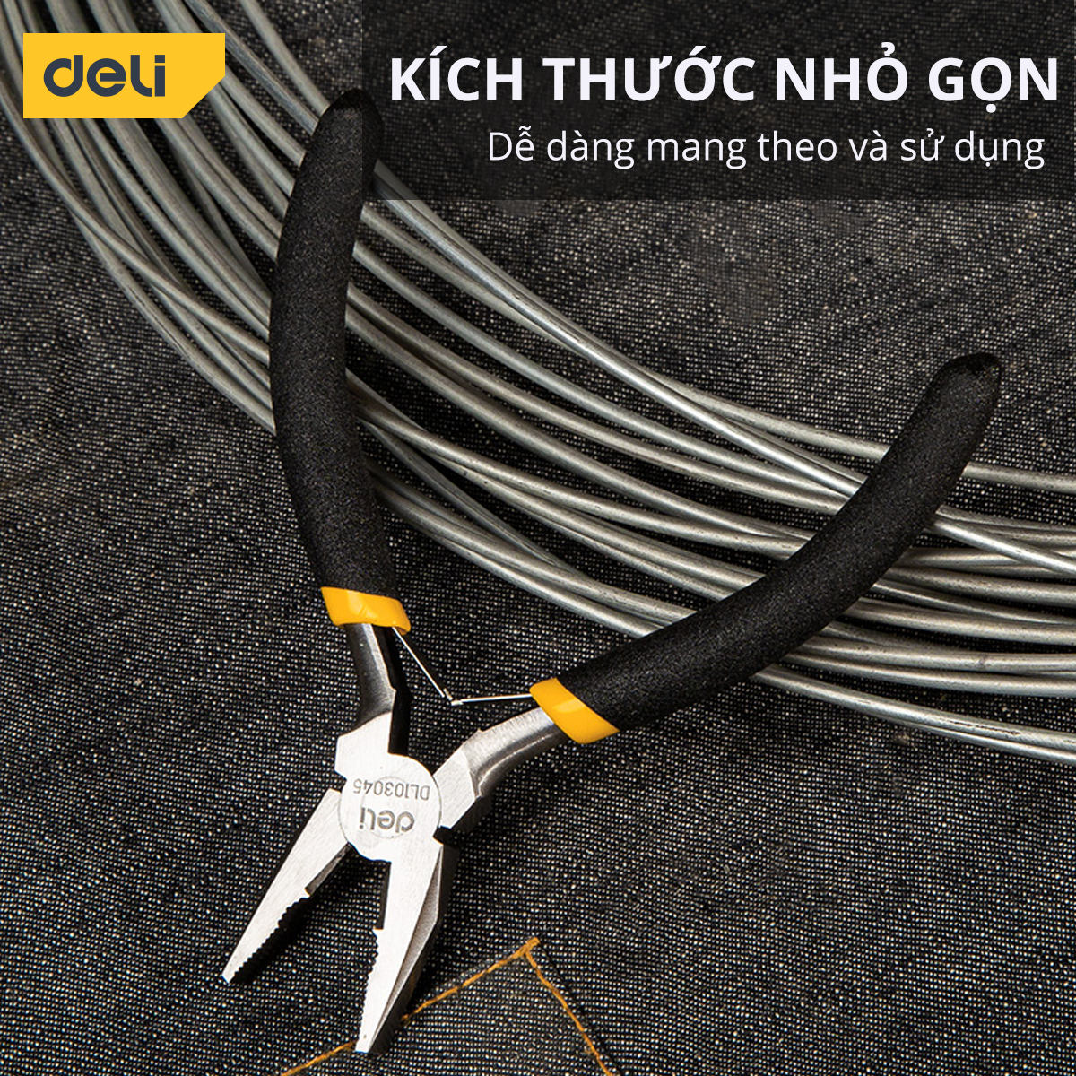 Kìm Tuốt Dây Điện Mini Đa Năng Deli - Kềm Chất Liệu Thép Carbon Cao Cấp Chống Mòn Gỉ, 115mm Nhỏ Gọn - DL103045