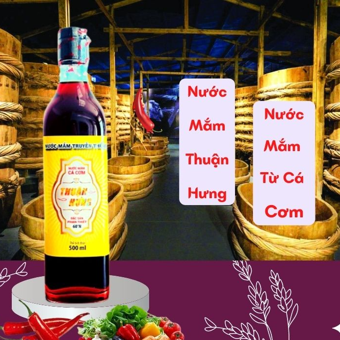 NƯỚC MẮM PHAN THIẾT CHAI THỦY TINH - THUẬN HƯNG 60 ĐỘ ĐẠM/ 1 THÙNG 12 CHAI 500ML