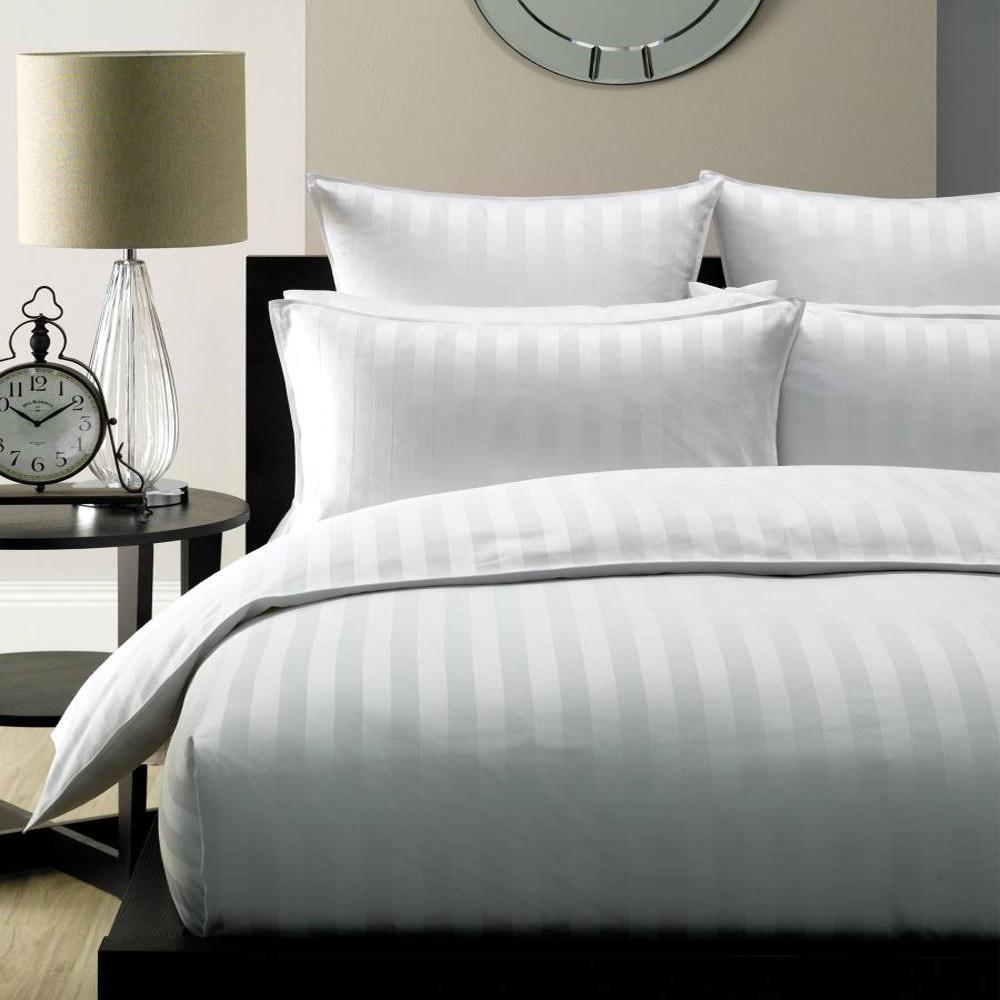 Bộ Drap cotton Trắng Sọc khách sạn đủ size nệm 5-27cm