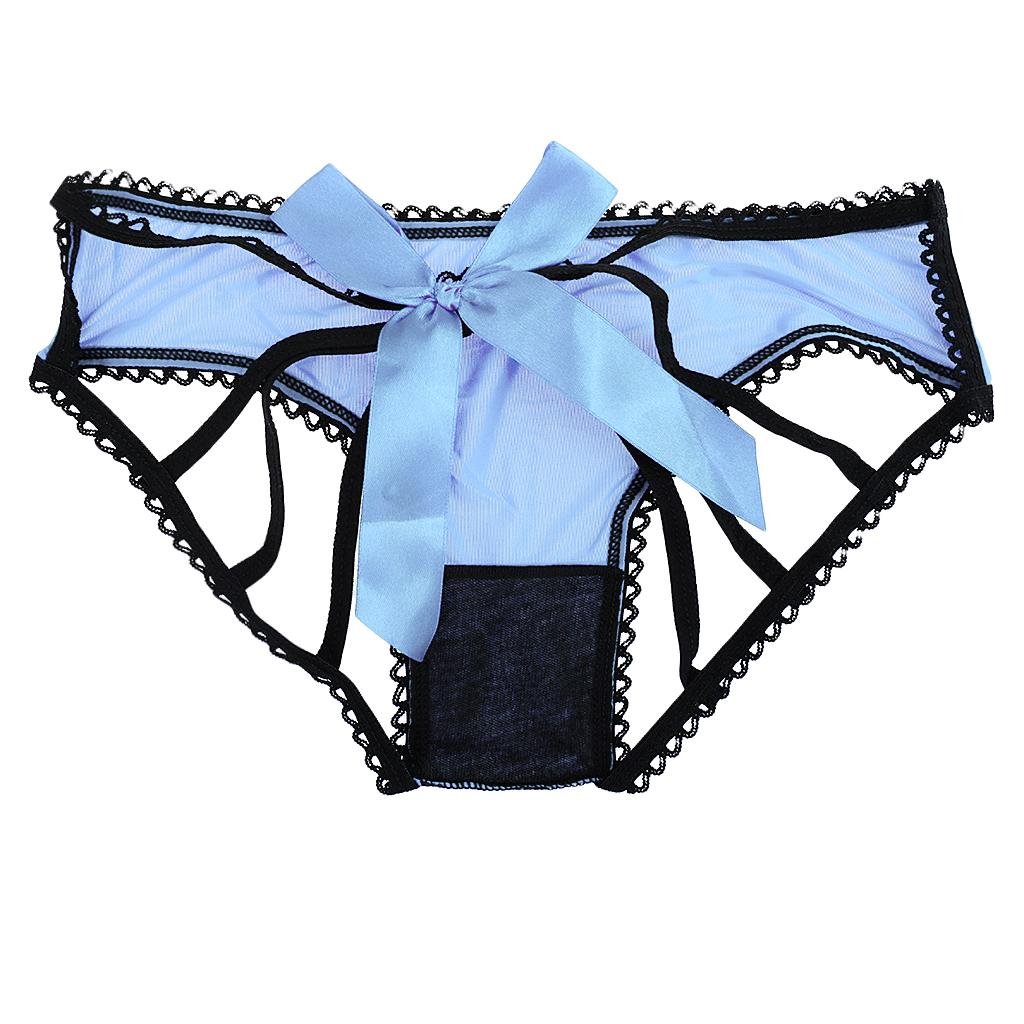 Women Thongs G-string Panties T-Back Open Knickers Lingerie Underwear - Blue Pink Red Purple Brown