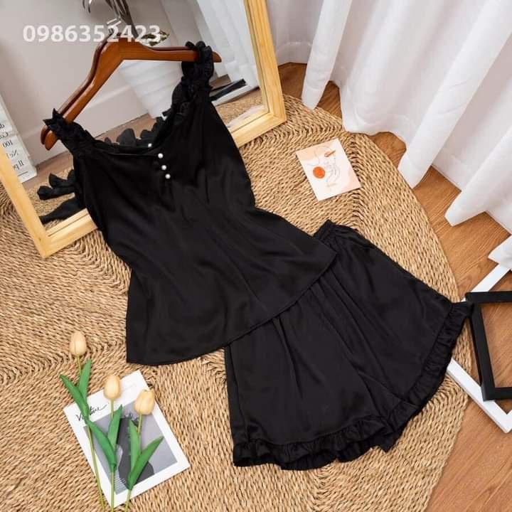 Đồ ngủ sexy nữ, Bộ ngủ satin, Đồ ngủ hai dây bèo satin loại 1 mềm mịn mát