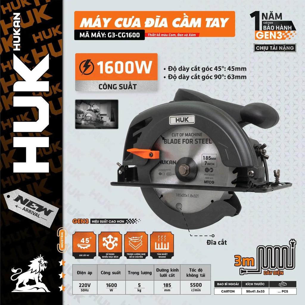 MÁY CƯA GỖ ĐIỆN 185MM 1600W G3-CG1600 HUKAN -HÀNG CHÍNH HÃNG