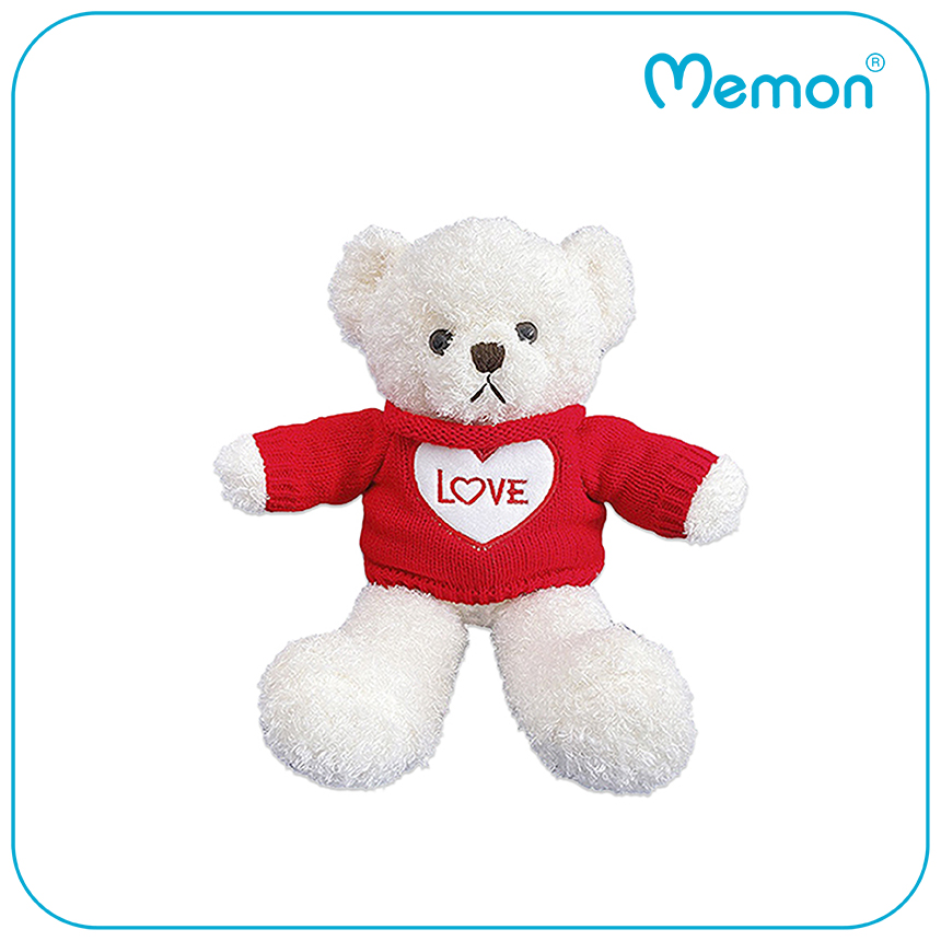 Gấu Bông Teddy Head Tales Trắng Áo Đỏ Chữ Love Cao Cấp Memon